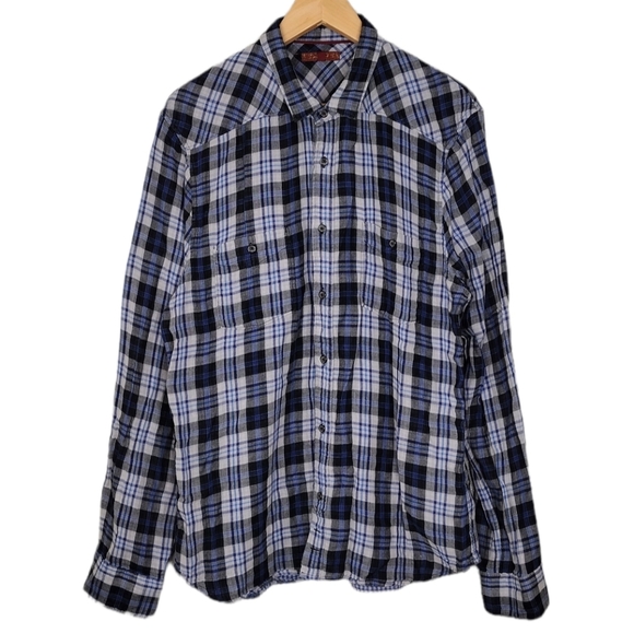 7 For All Mankind  Plaid Flannel Casual Button Down Shirt - Picture 1 of 11
